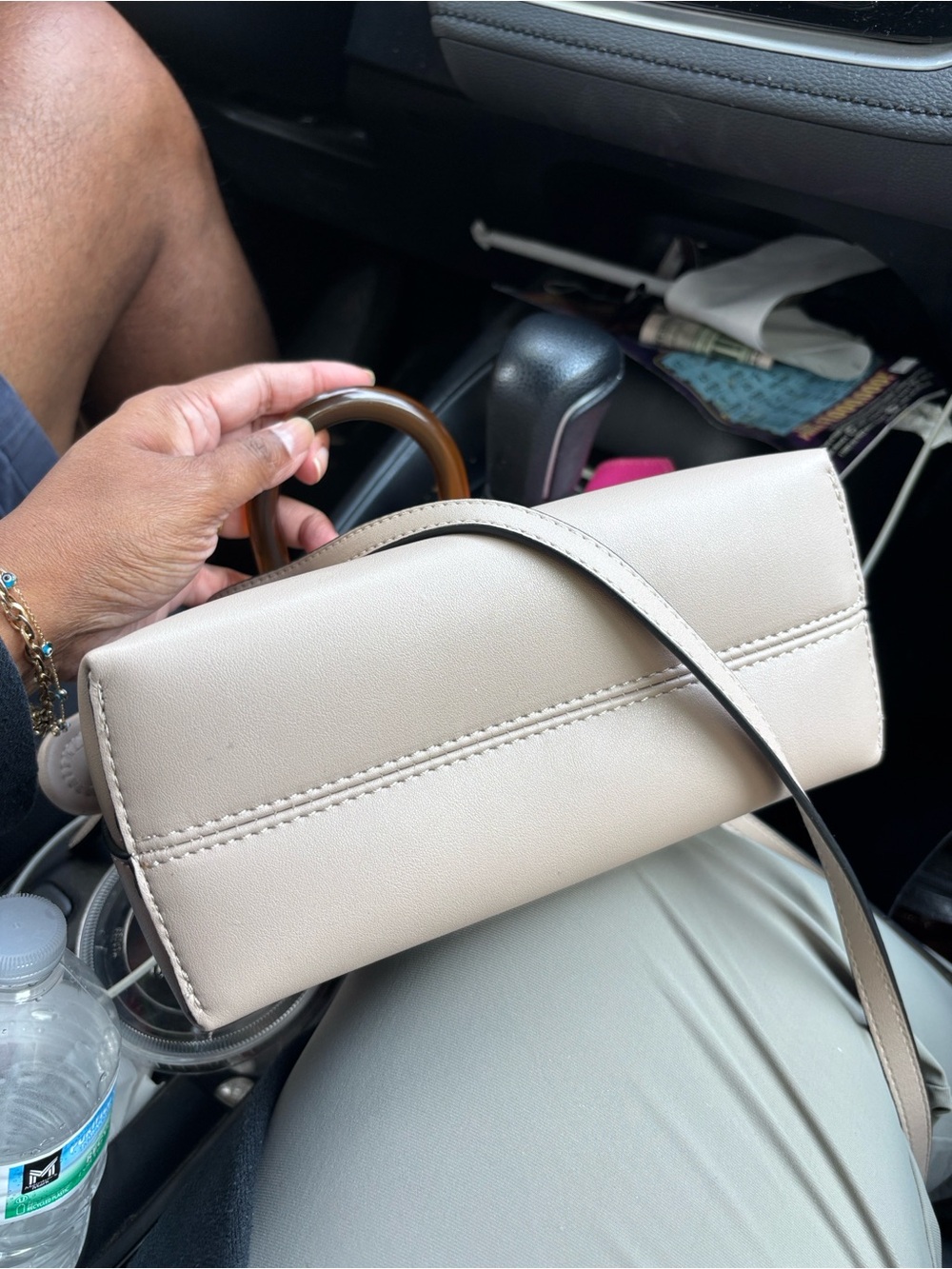 Fendi Taupe Mini Top-Handle Bag with Tortoiseshell Accent - Picture 7 of 8